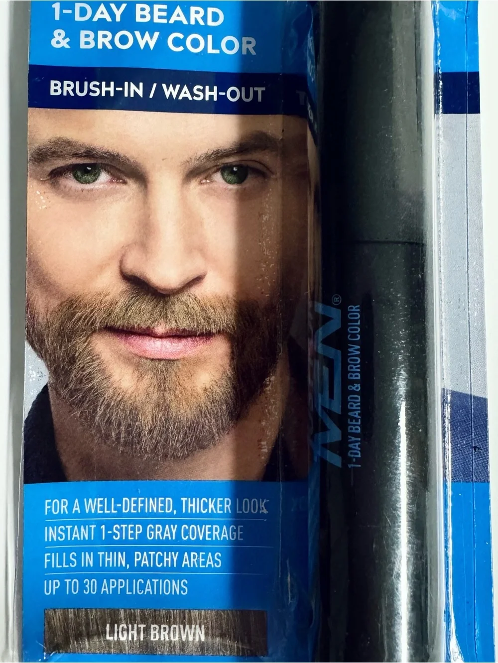 Just For Men 1-Day Beard and Brow Color Coverup Filler Light Brown NWT